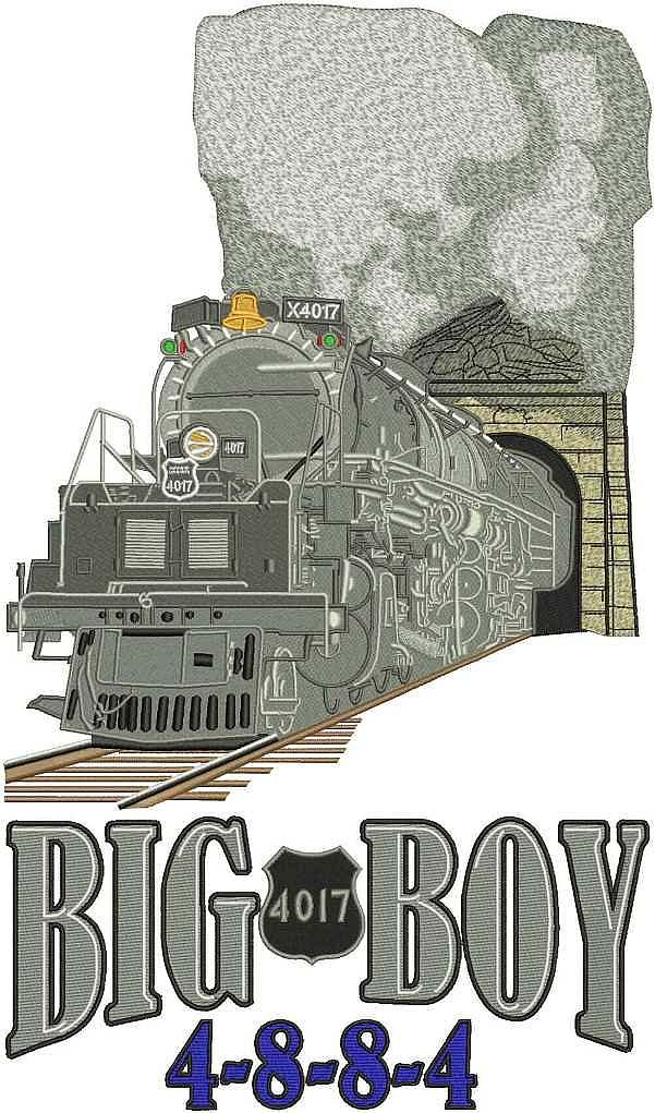 Big Boy #4017 3/4 View with Text and Shield