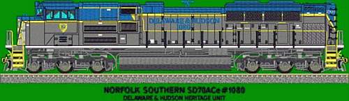 EMD SD-70ACe Heritage Unit - Delaware & Hudson NS #1080